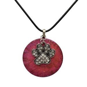 Paw Print Charm on Painted Washer Necklace